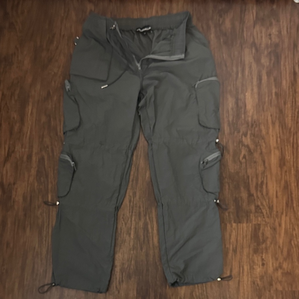 Kody Phillips charcoal grey nylon cargo pants